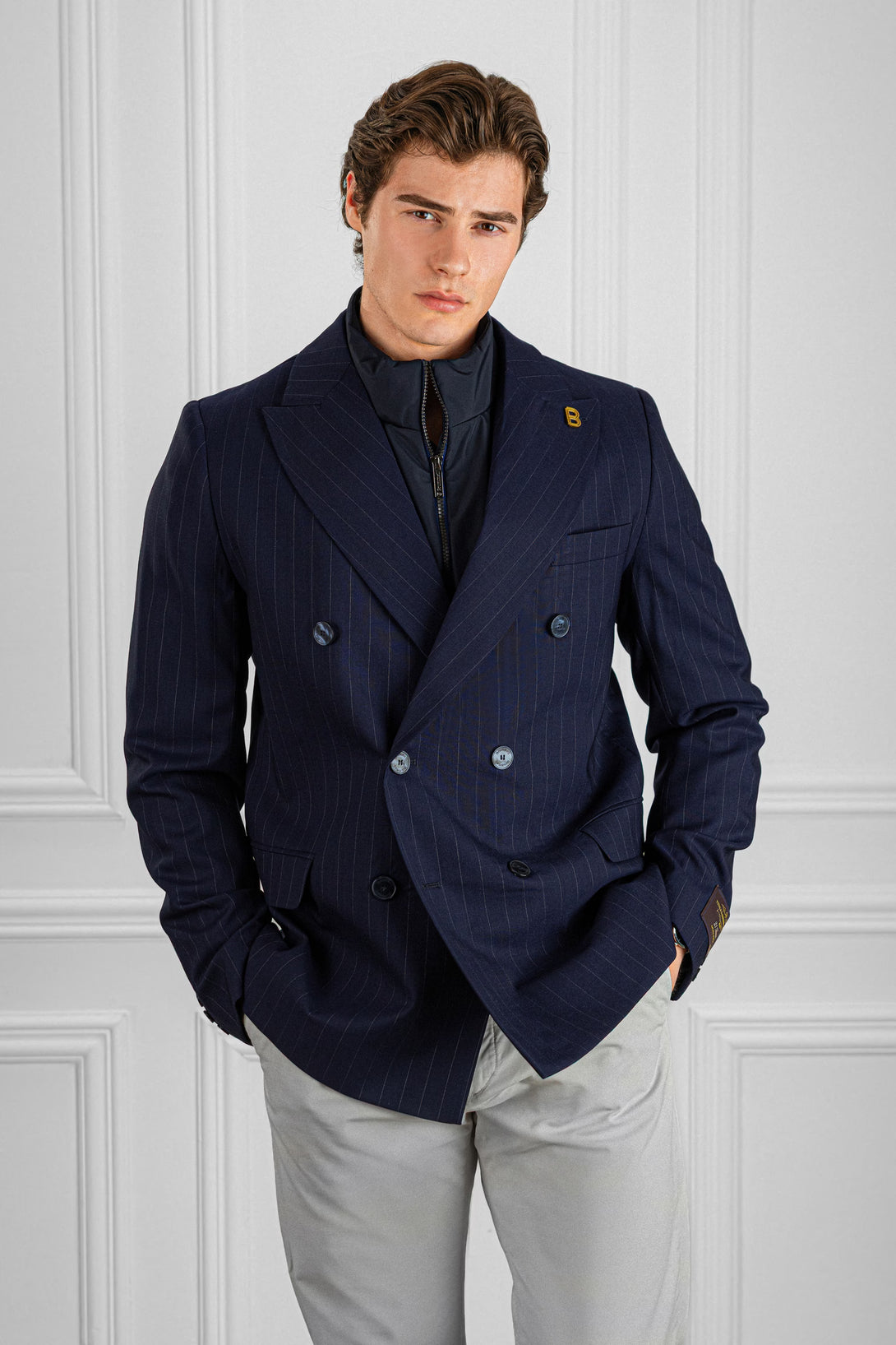 Navy Pinstripe Double-Breasted Blazer (Limited Edition) – Brummell