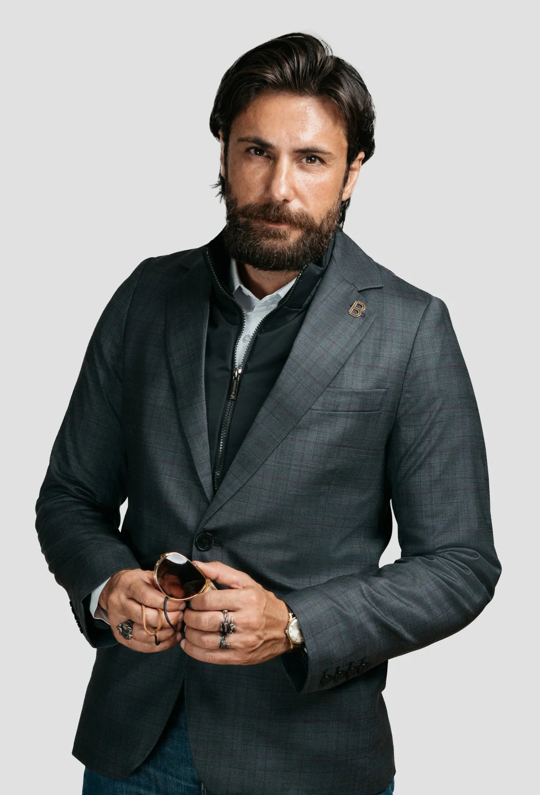 Product photo of the Brummell Blazer V2 Dark Check Gray from the front