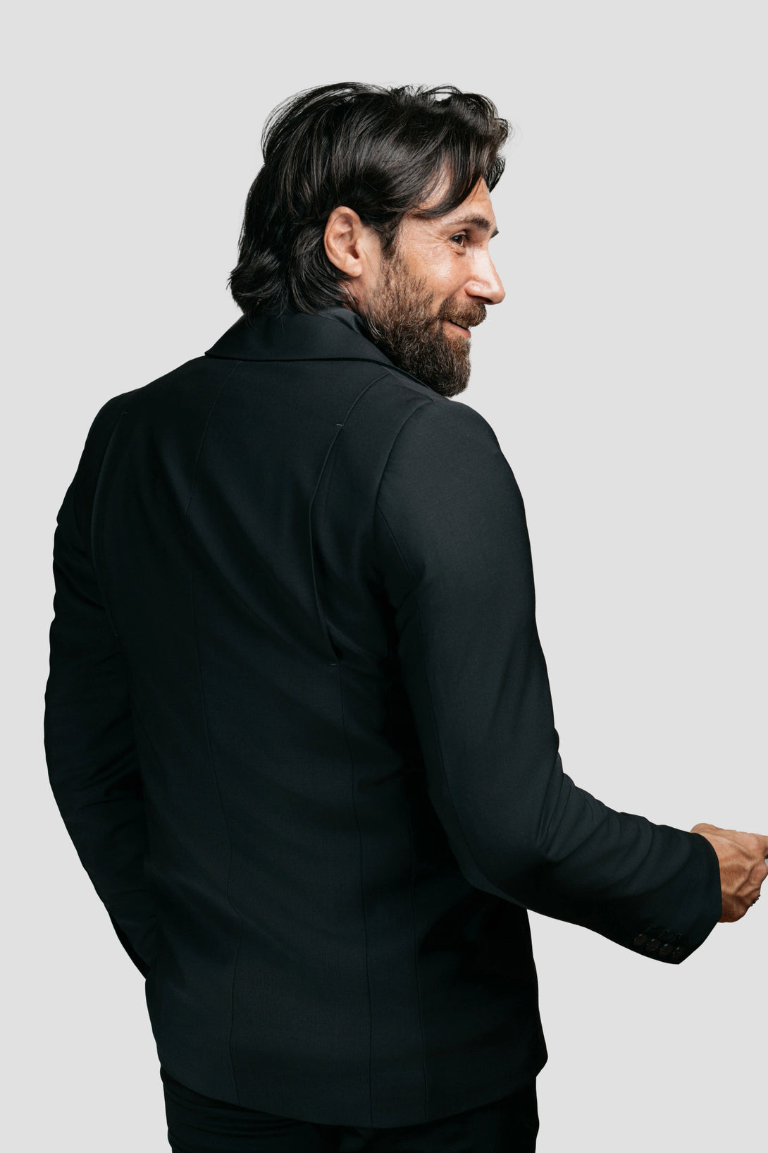 Product Photo of the Deep Black Brummell Blazer From the Back 