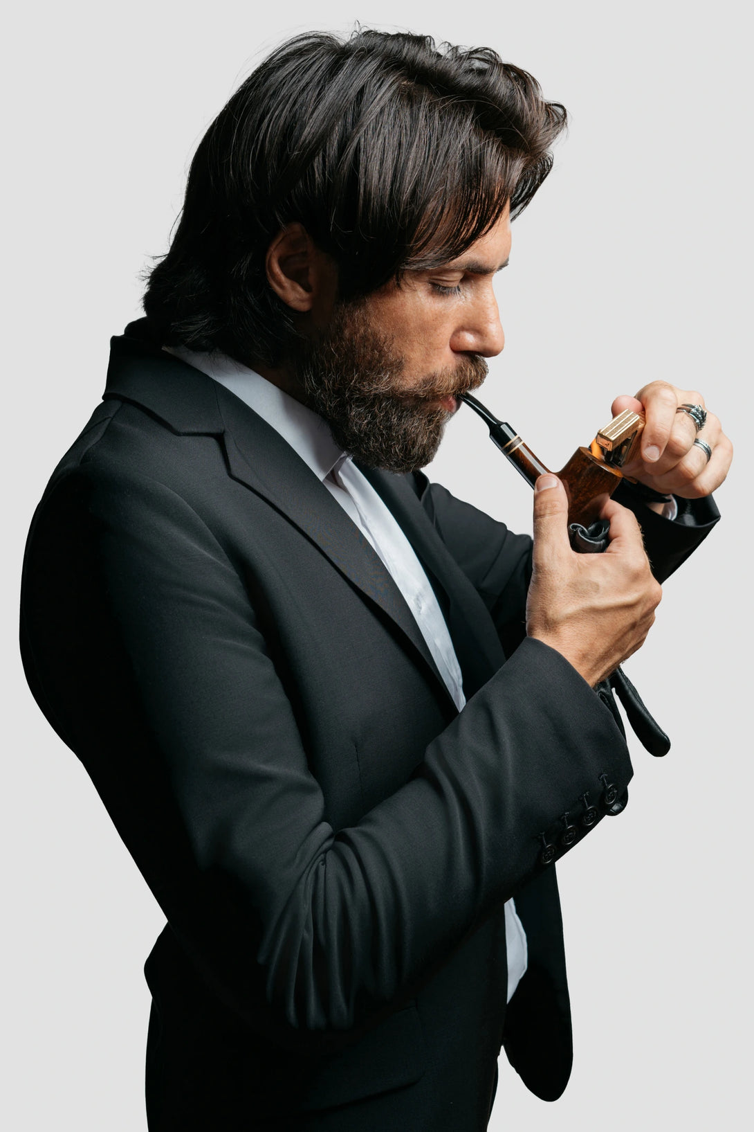 Product Photo of the Deep Black Brummell Blazer From the Side 