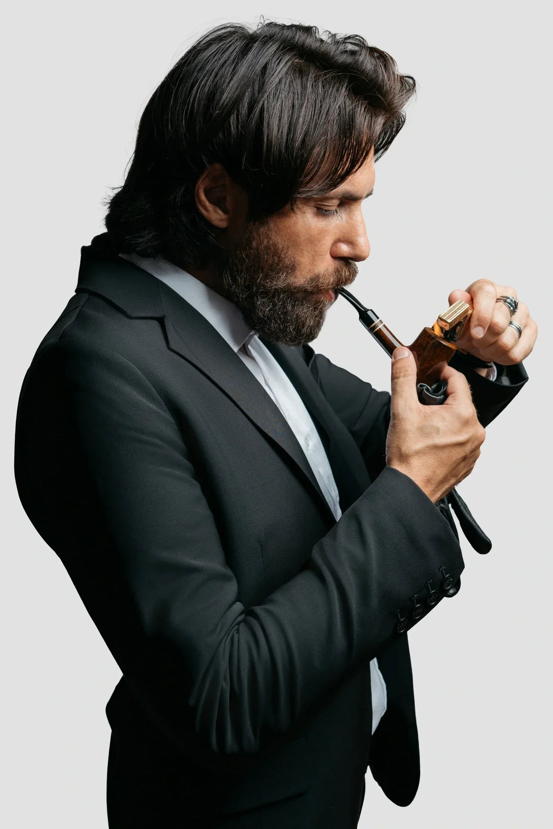 Deep Black Brummell Blazer From the Side 